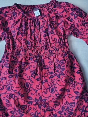 Girls Pink Floral Print Smocked Waist Top